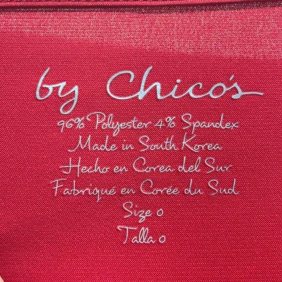 Chico's Size Small (0) Red Scoop Neck 3/4 Sleeve Asymmetric Hem Layered Top - Picture 4 of 4